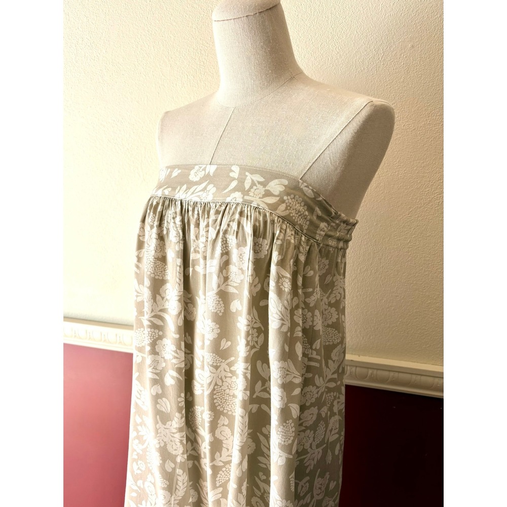 Gina Peters Vintage Floral Maxi Skirt Strapless Dress Beige White Rayon Medium - Picture 8 of 13